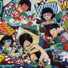  Welcome Home, We’ve Been Waiting For You, 2015, acrylic paint and cut paper on canvas. Courtesy of the artist and Inman Gallery, photography by Thomas Dubrock